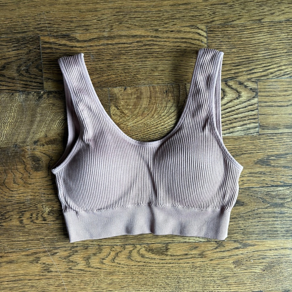 Aerie Ribbed Seamless Scoop Sports Bra/ Bralette in Dusty Mauve | Size Small
